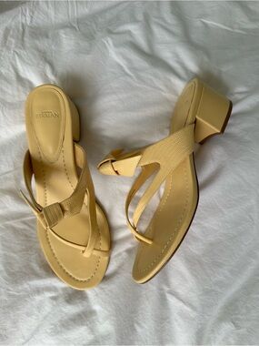 Alexandre Birman Lemon Yellow Strappy Block Heel Sandals